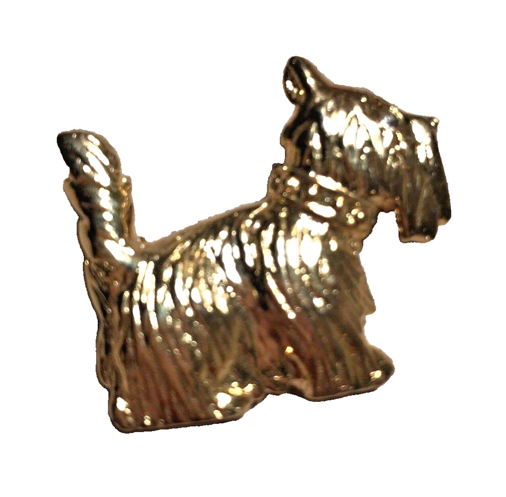 Vintage Golden Dog Brooch Textured Terrier Pin signed AAi Canine Fashion Jewelry